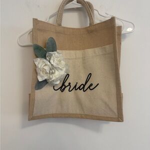 Bride Jute Tote Bag in Natural and Cream